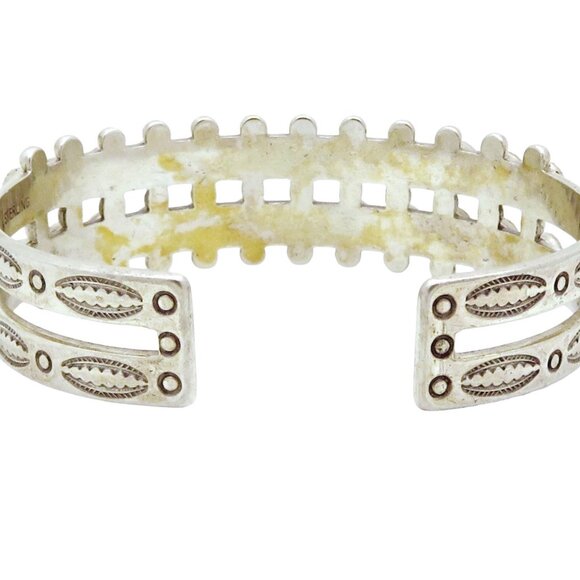 Vintage Sterling Silver Southwest Navajo/Zuni Snake Eye Turquoise Cuff Bracelet - Picture 2 of 11